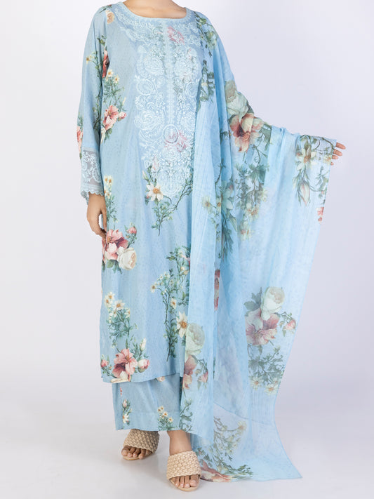 Sky Blue Lawn 3 Piece Unstitched - ALP-3PS-2221