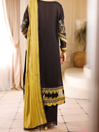 Black Cotton Dobby 3 Piece Unstitched - ALP-3PS-2225