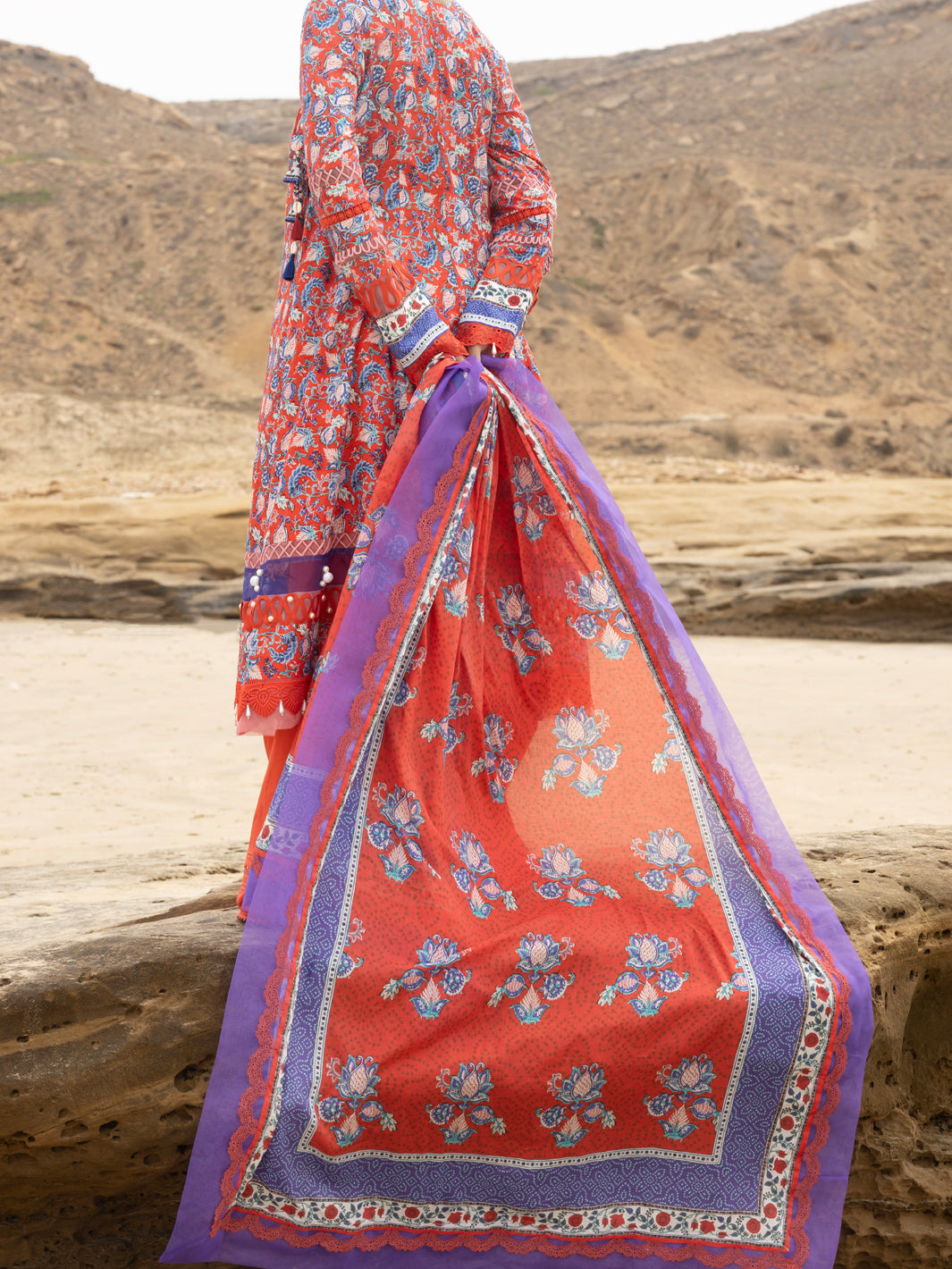 Red Lawn 2Pc Unstitched - ALP-2PS-SLKD-UN-2261