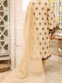 Khaki Yarn Dyed Jacquard 3Pc Stitched - ALP-3PS-2271