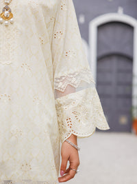 Off White Schiffli Lawn 3Pc Stitched - ALP-3PS-2273
