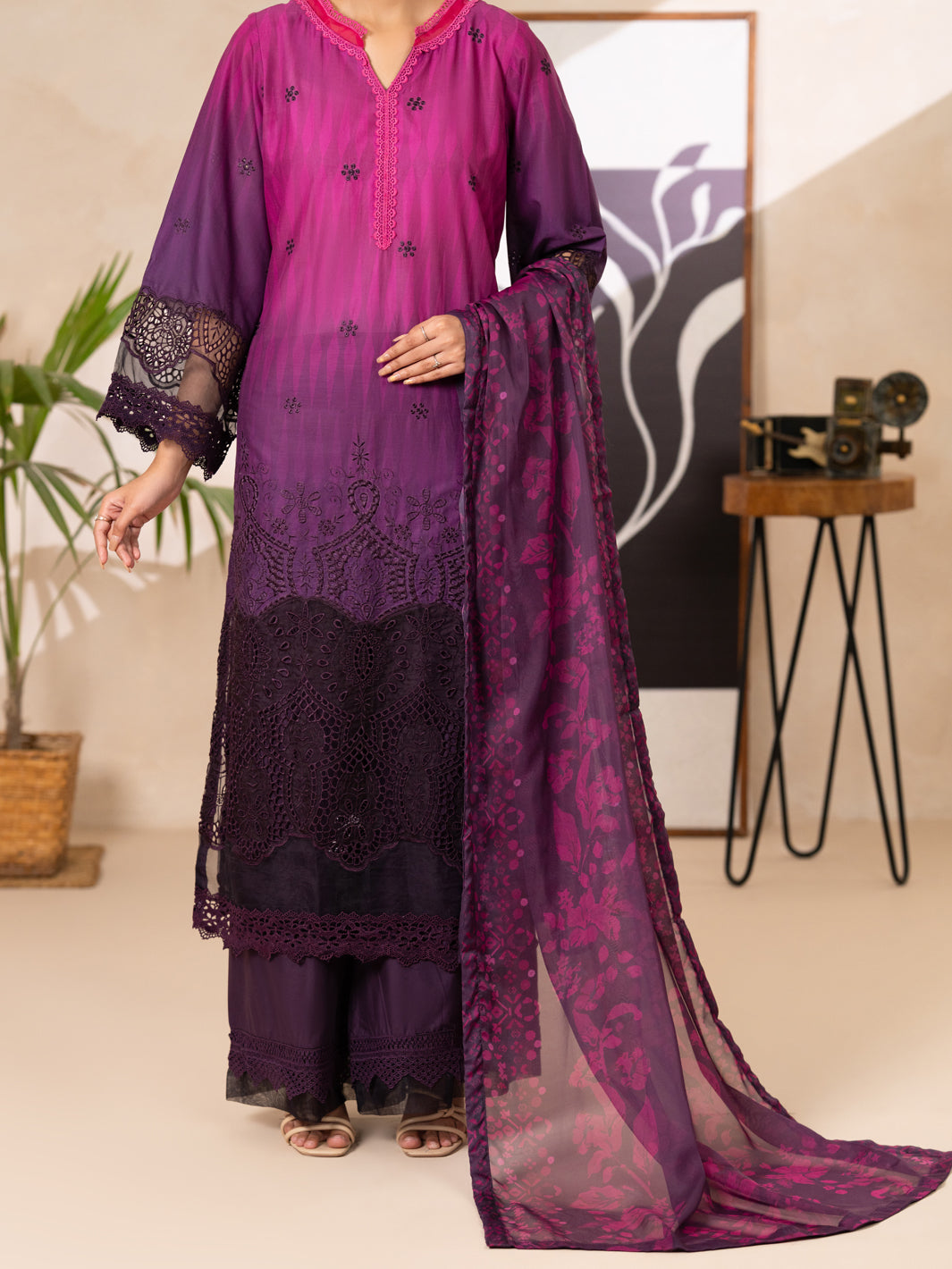 Purple Lawn Stitched 3PC  - Women Stitched 3 Piece | ALMIRAH