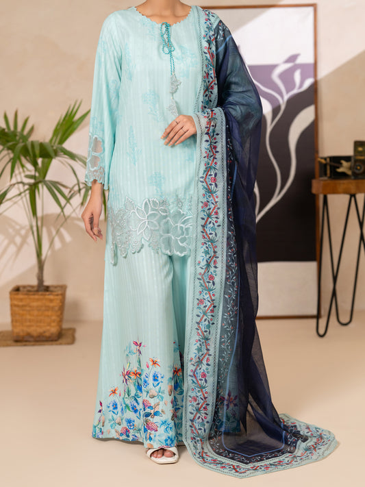 LIGHT GREEN SWISS JACQUARD 3PC STITCHED - ALP-3PS-2634