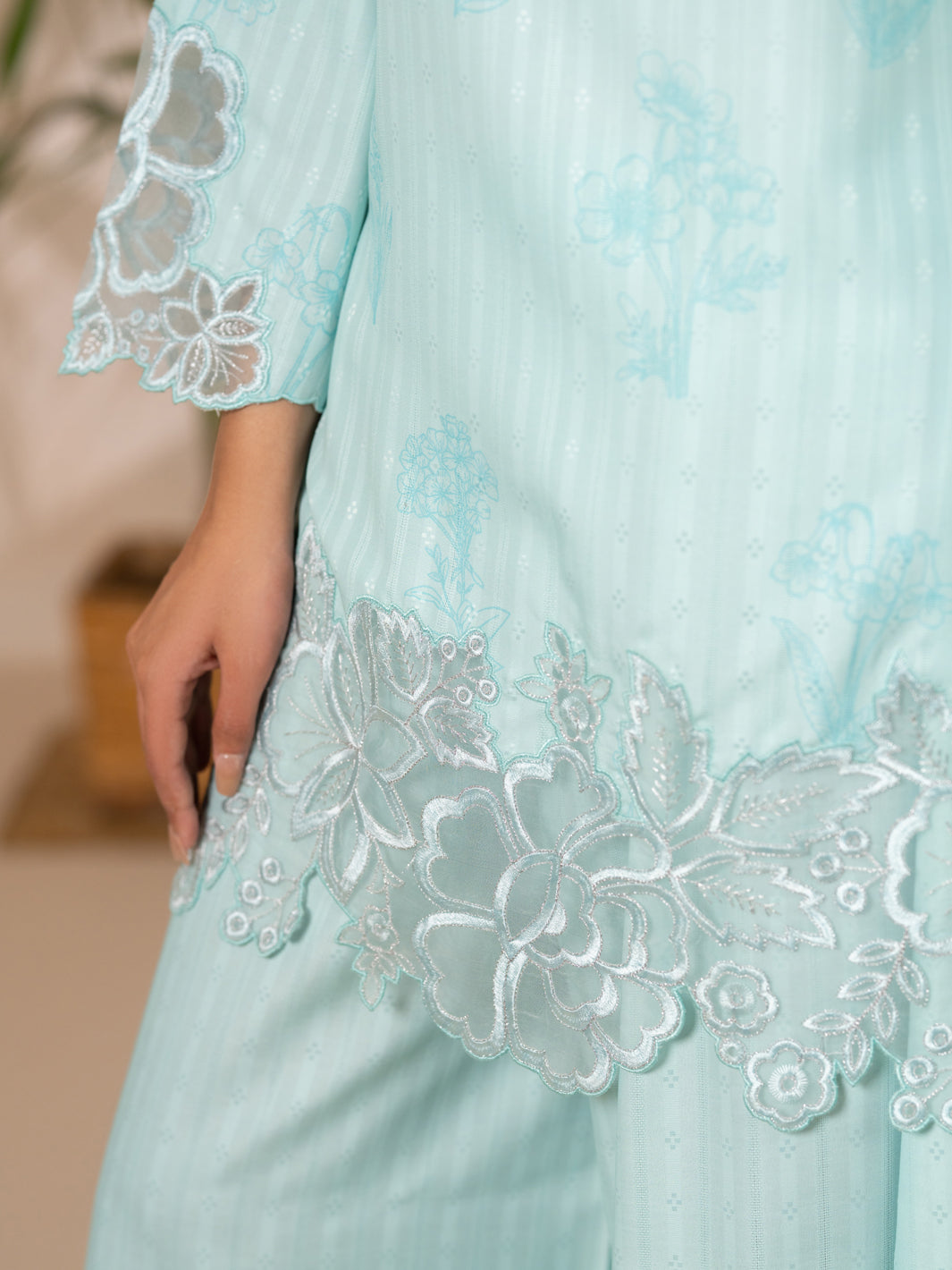 Light Green Swiss Jacquard 3Pc Stitched - ALP-3PS-2634