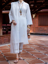 Off White Organza Women Stole - ALP-ST-1839