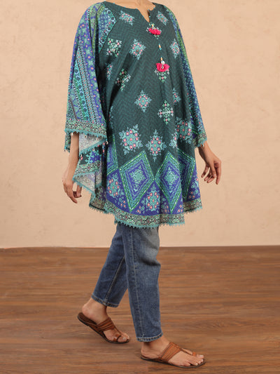 Teal Cambric Tunic - ALP-LK-1981 - Almirah Online