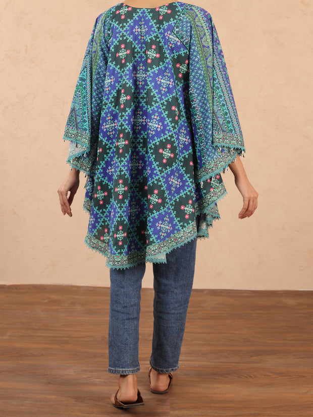 Teal Cambric Tunic - ALP-LK-1981 - Almirah Online