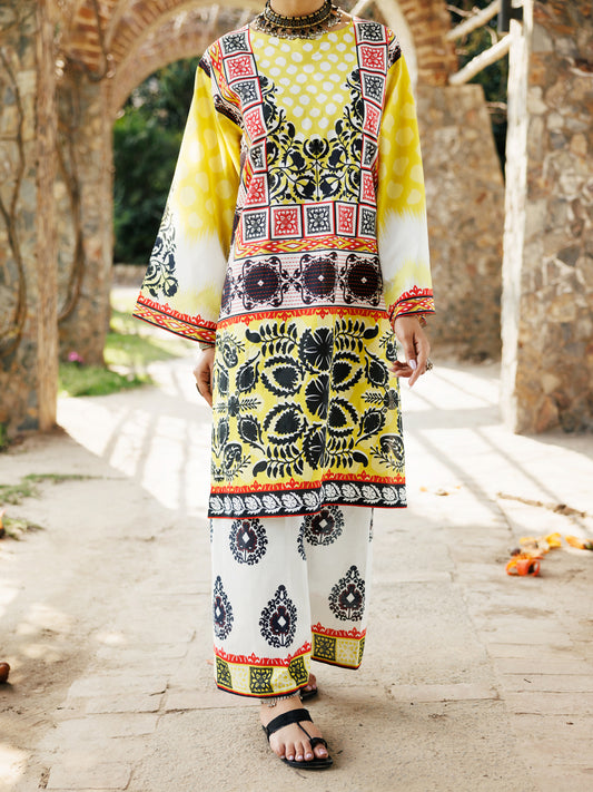 Yellow Cambric Kurti - ALP-LK-2277