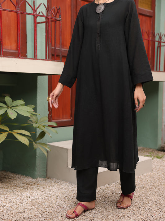 Black Dobby Jacquard 2 Piece Stitched - ALP-2PS-LKS-1774