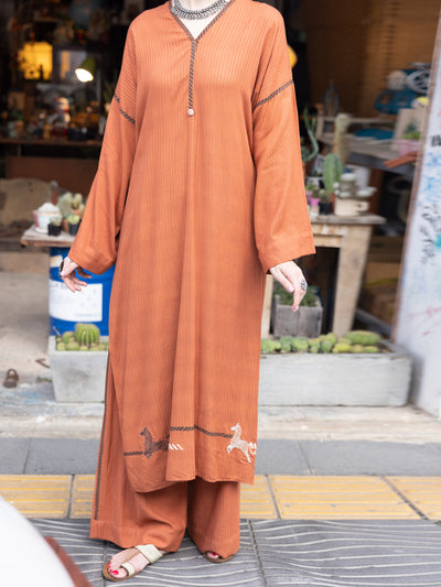 Rust Cotton Dobby 2 Piece Stitched - ALP-2PS-LKS-1818 - Almirah Online