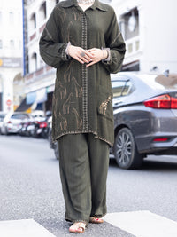 Mehndi Green Cotton Dobby 2Pc Stitched - ALP-2PS-LKS-1819