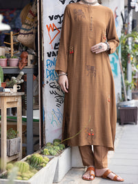 Brown Cotton Dobby 2Pc Stitched - ALP-2PS-LKS-1822