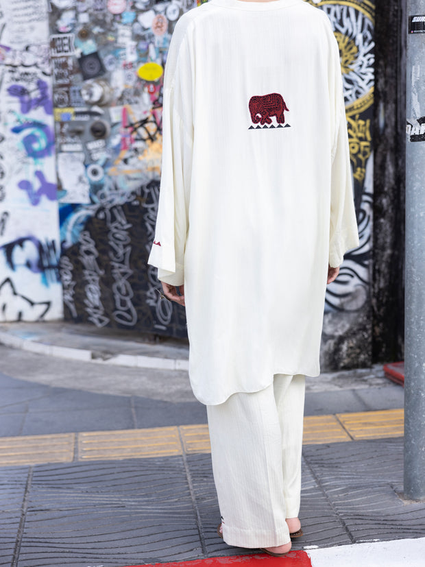 Off White Cotton Dobby 2 Piece Stitched - ALP-2PS-LKS-1823 - Almirah Online