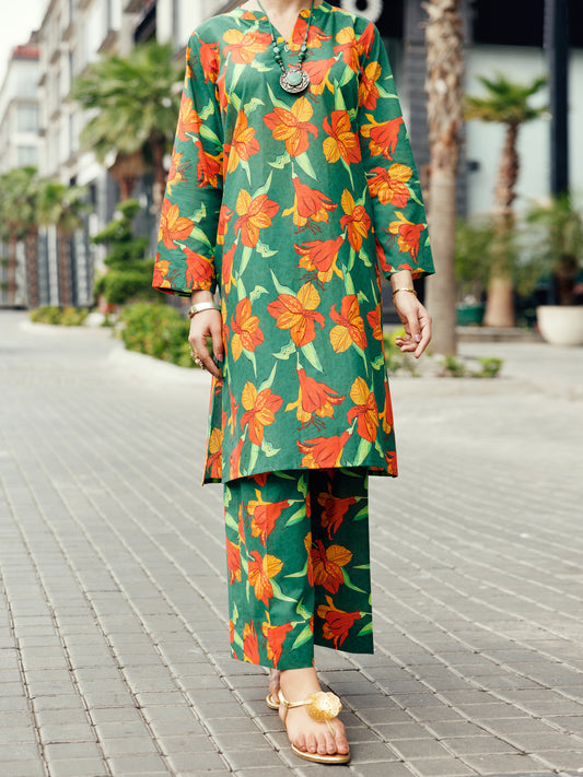 Green Lawn Co-ord Set - ALP-2PS-SLKS-2236