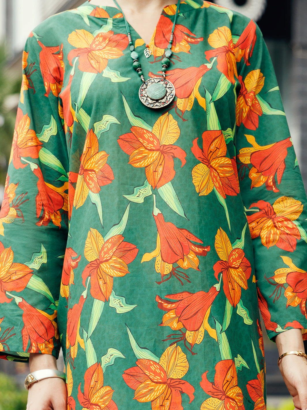 Green Lawn Co-ord Set - ALP-2PS-SLKS-2236