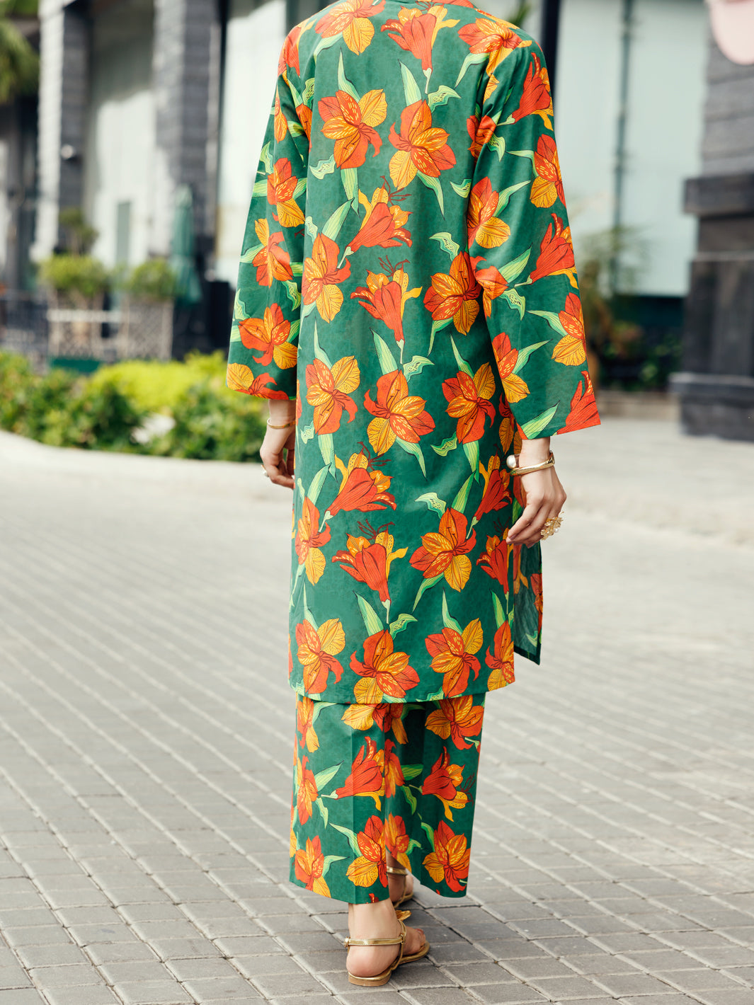 Green Lawn Co-ord Set - ALP-2PS-SLKS-2236