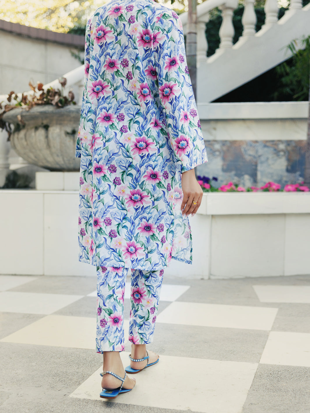 Multicolor Lawn Co-ord Set - ALP-2PS-SLKS-2240