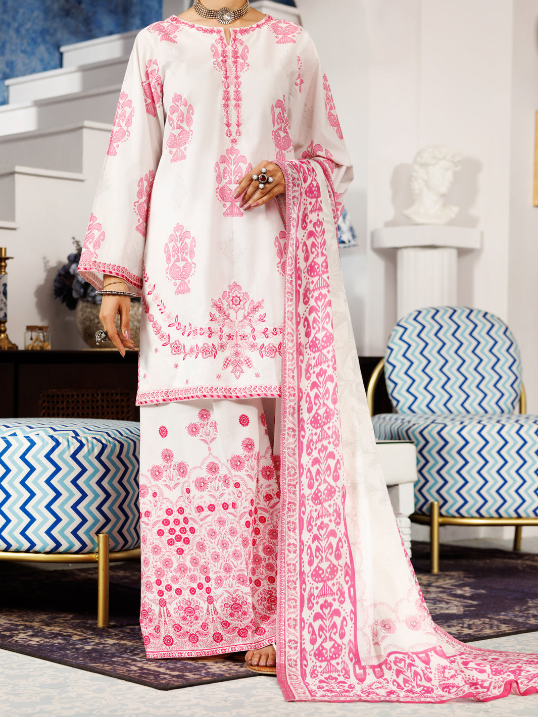 Light Pink Dobby 3 Piece Stitched - ALP-3PS-2162