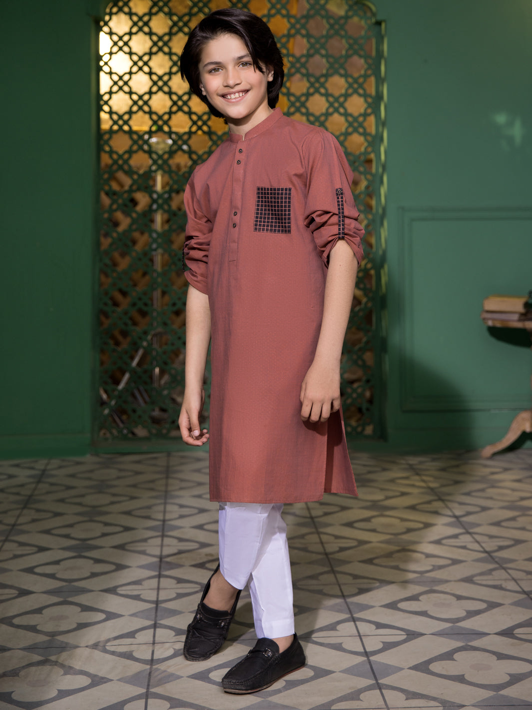 Rust Cotton Boy Kurta - ALT-K-005B
