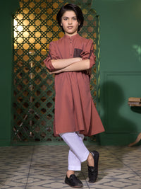 Rust Cotton Boy Kurta - ALT-K-005B