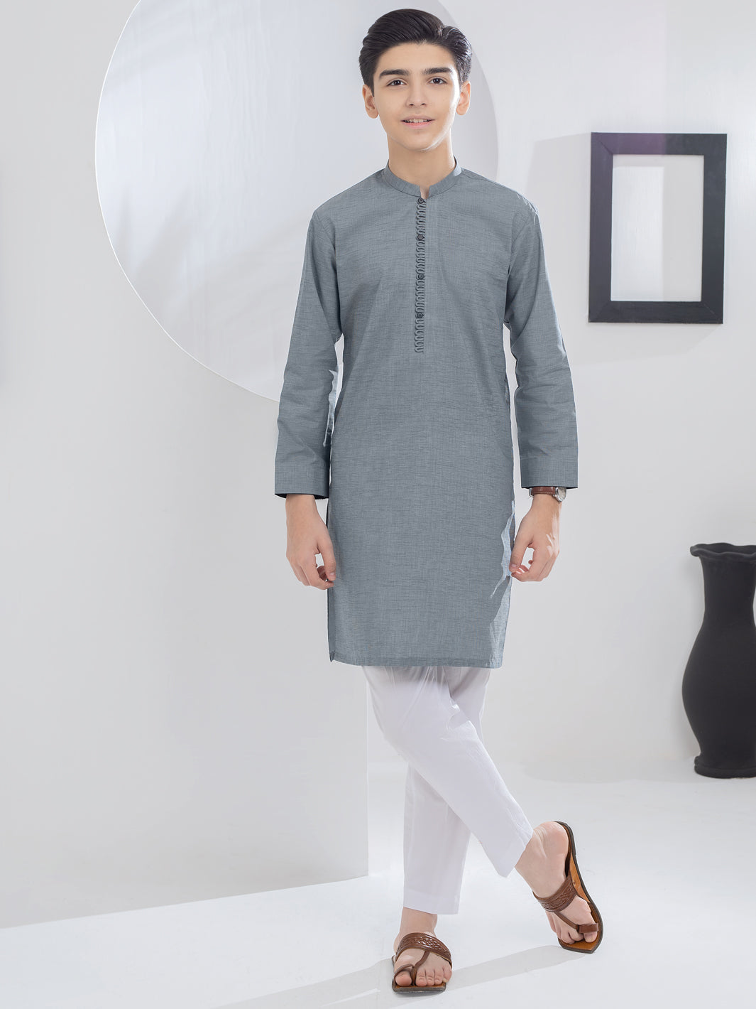 Grey Blended Kurta - ALT-K-045 - Almirah Online