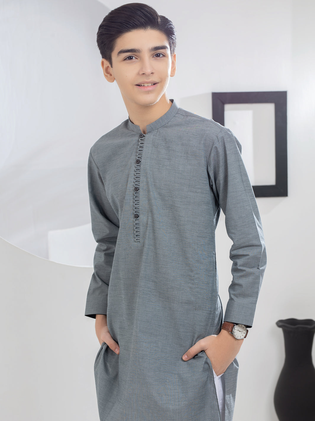 Grey Blended Kurta - ALT-K-045 - Almirah Online