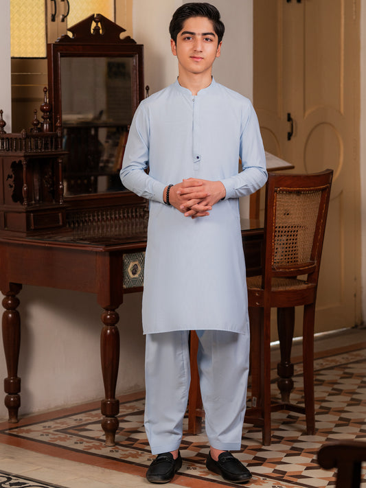 Sky Blue Blended Kameez Shalwar - ALT-KS-084