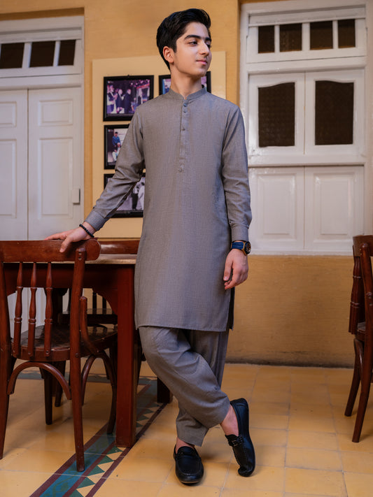 Grey Blended Kameez Shalwar - ALT-KS-090