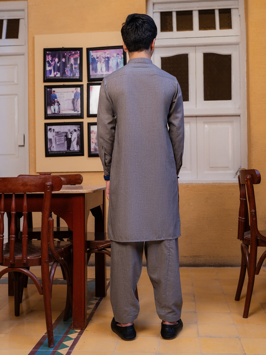 Grey Blended Kameez Shalwar - ALT-KS-090