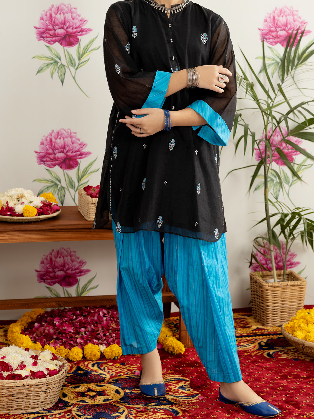 Black Poly Cotton 2 Piece Stitched - ALT-2PS-LKS-1122 - Almirah Online
