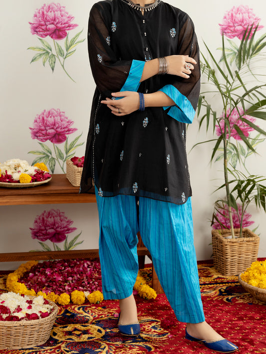 Black Poly Cotton 2 Piece Stitched - ALT-2PS-LKS-1122 - Almirah Online