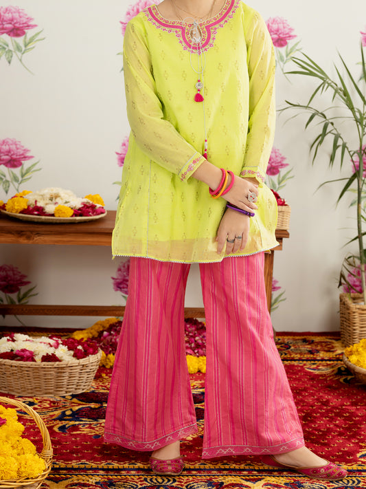 Lime Green Poly Cotton 2 Piece Stitched - ALT-2PS-LKS-1124 - Almirah Online