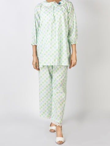 WHITE LAWN 2 PIECE STITCHED NIGHTWEAR - ALT-LKS-NW-1001