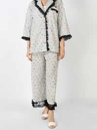 Black & White Cotton 2 Piece Stitched Nightwear - ALT-LKS-NW-1005