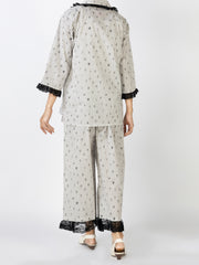 Black & White Cotton 2 Piece Stitched Nightwear - ALT-LKS-NW-1005