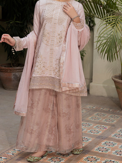 Tea Pink Viscose Gold 3 Piece Stitched - ALT-3PS-LS-1131