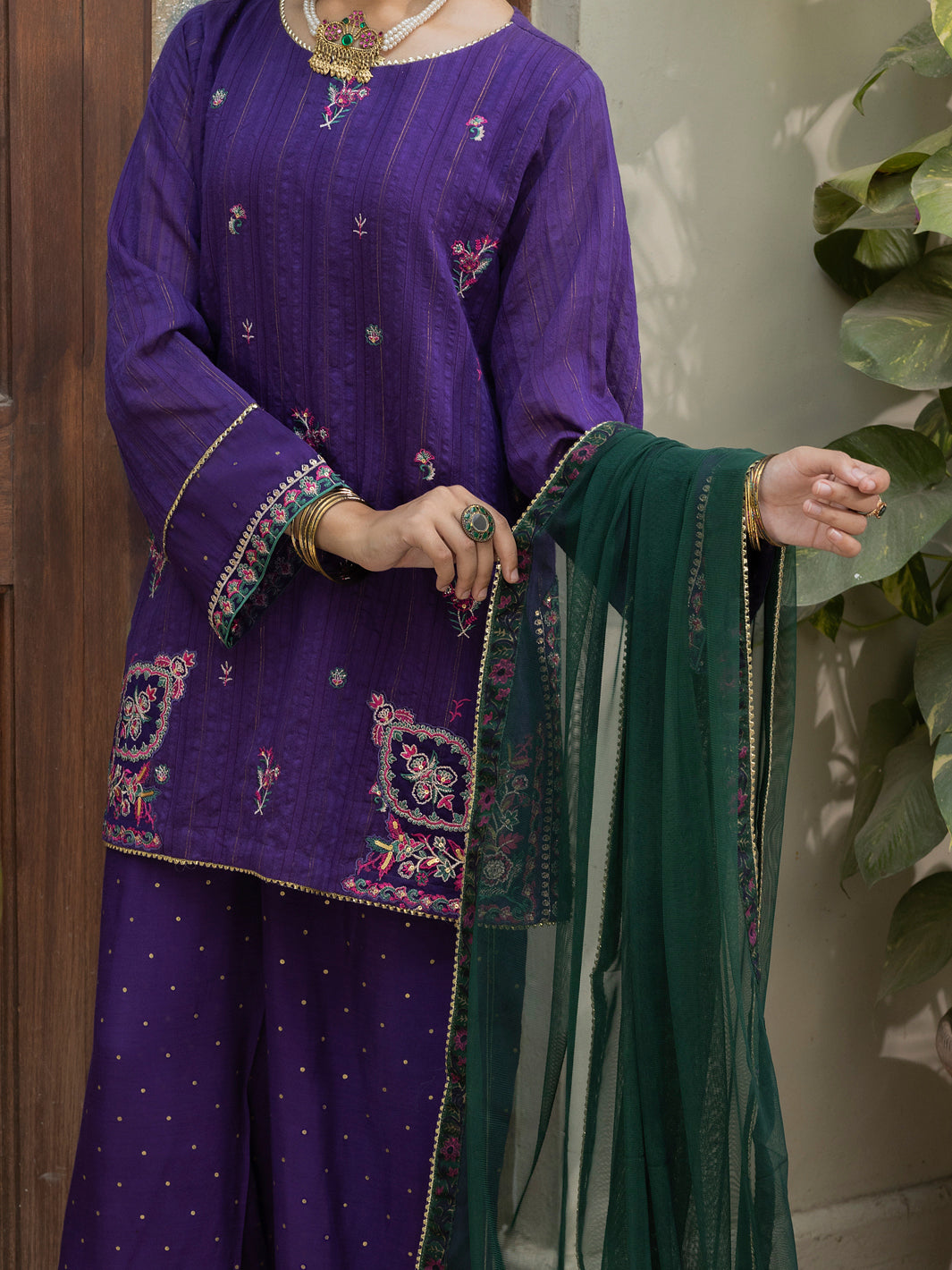 Purple Dobby Square 3 Piece Stitched - ALT-3PS-LS-1133