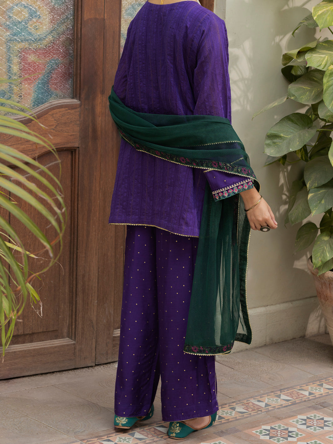 Purple Dobby Square 3 Piece Stitched - ALT-3PS-LS-1133