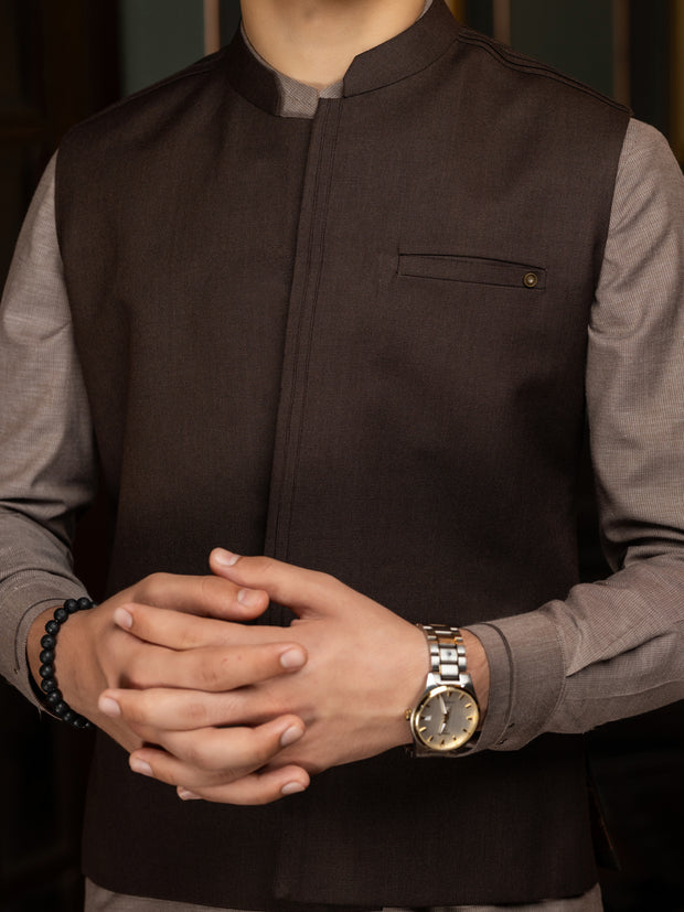 Dark Brown Blended Waistcoat - ALT-WC-016