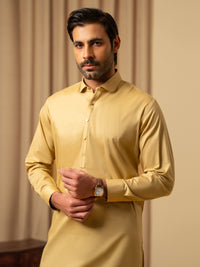 Mustard Cotton Kameez Shalwar - ALWA-KS-540