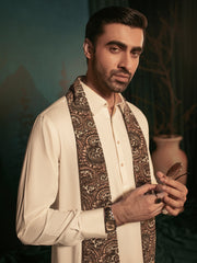 Off White Blended Kameez Shalwar - ALWA-KS-390