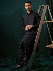 Midnight Blue Blended Kameez Shalwar - ALWA-KS-405A