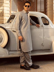 Ash Grey Blended Kameez Shalwar - ALWA-KS-422