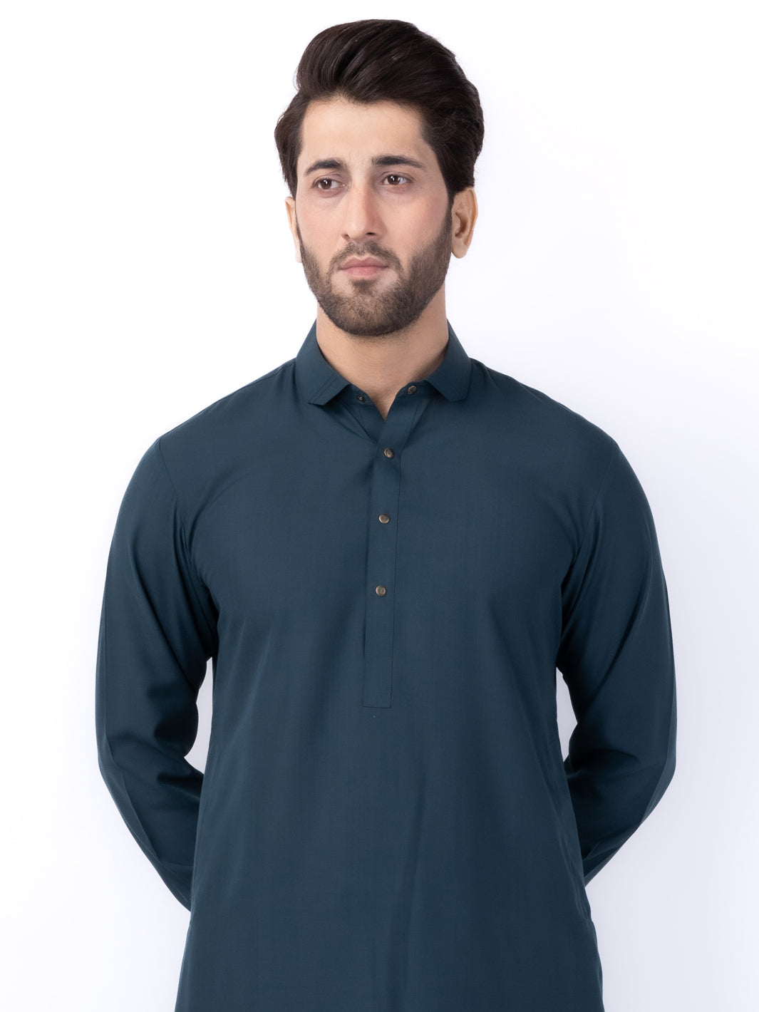 Dark Green Blended Kameez Shalwar - ALWA-KS-435 - Almirah Online