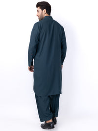 Dark Green Blended Kameez Shalwar - ALWA-KS-435