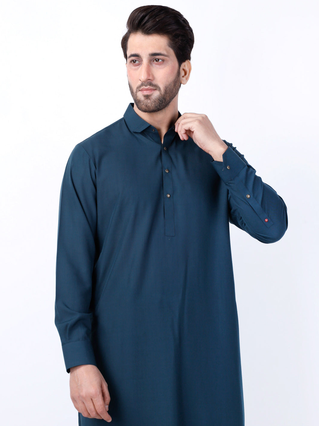 Dark Green Blended Kameez Shalwar - ALWA-KS-435 - Almirah Online