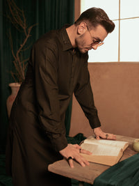 Black  Blended Kameez Shalwar - ALWA-KS-400