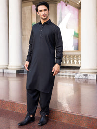Black Blended Kameez Shalwar - ALWA-KS-432