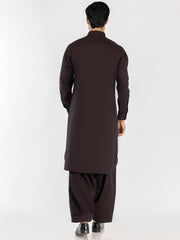 Dark Brown Cotton Kameez Shalwar - ALWA-KS-480