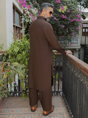 Brown Blended Kameez Shalwar - ALWA-KS-491